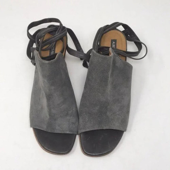 Alberto Fermani Shoes Sandals Heels Mules Lace Up Leg Italy Gray Suede 38 US 8 - Picture 12 of 16
